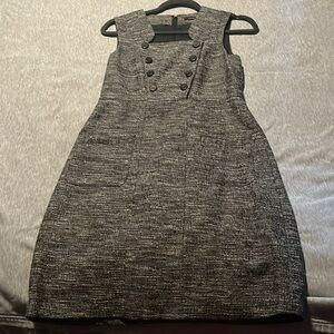 Black tweed dress with botton detail on front